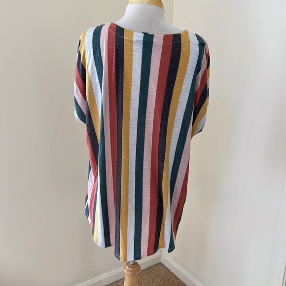 Torrid SZ 2X striped multi front button tie blouse. - Picture 3 of 7